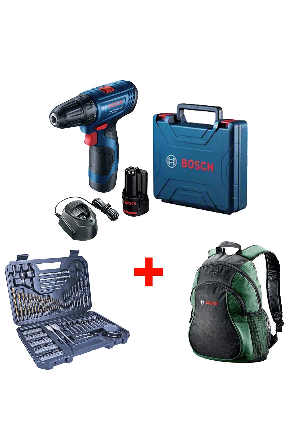 Bosch Professional Gsr 120-lı Akülü Vidalama Sırt Çantası V-line 103 Parça Aksesuar Seti