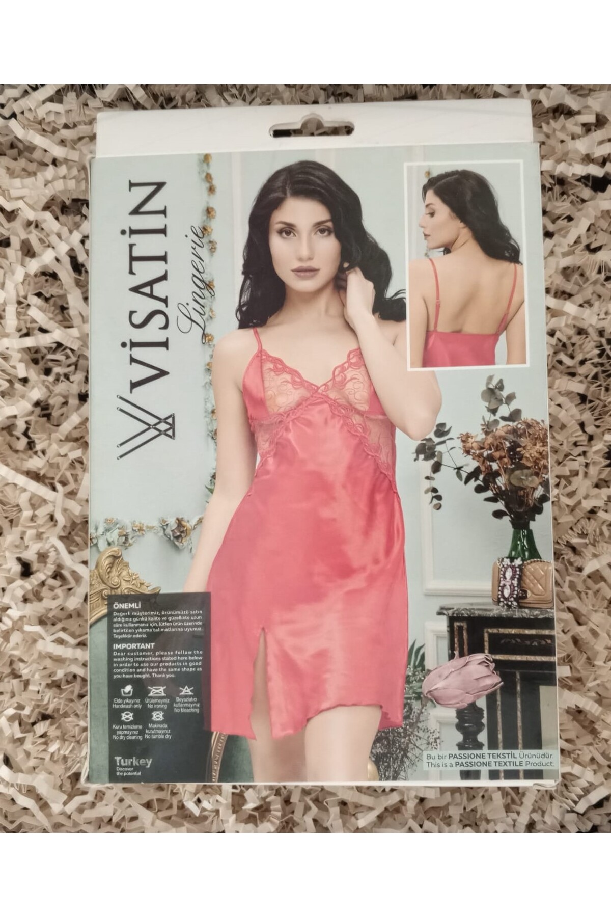 LİA Underwear Dantel Detaylı Kadın Saten Gecelik