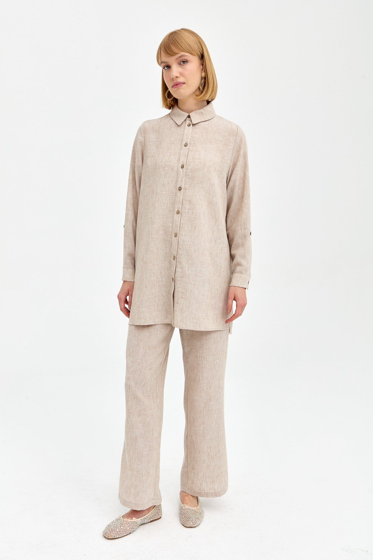 Nihan-Natural Fabric - Pants and Tunic Set, Stone 2