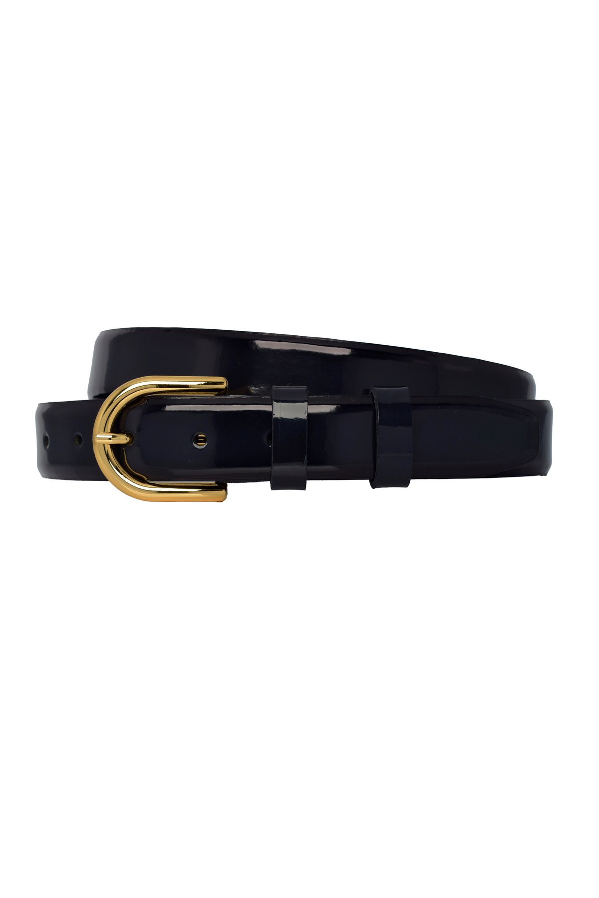 GoDeri-100% Genuine Leather, 3 cm Navy Blue Patent Leather Classic Women's Belt, Business, Fabric, Suit Belt-R22 4