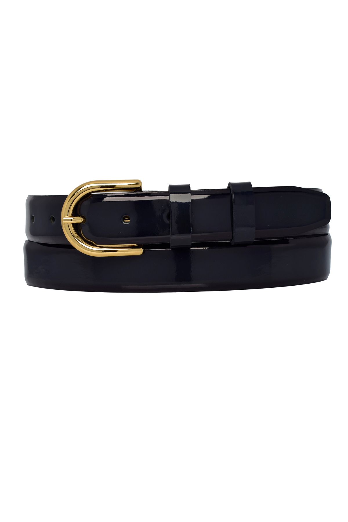 GoDeri-100% Genuine Leather, 3 cm Navy Blue Patent Leather Classic Women's Belt, Business, Fabric, Suit Belt-R22 3