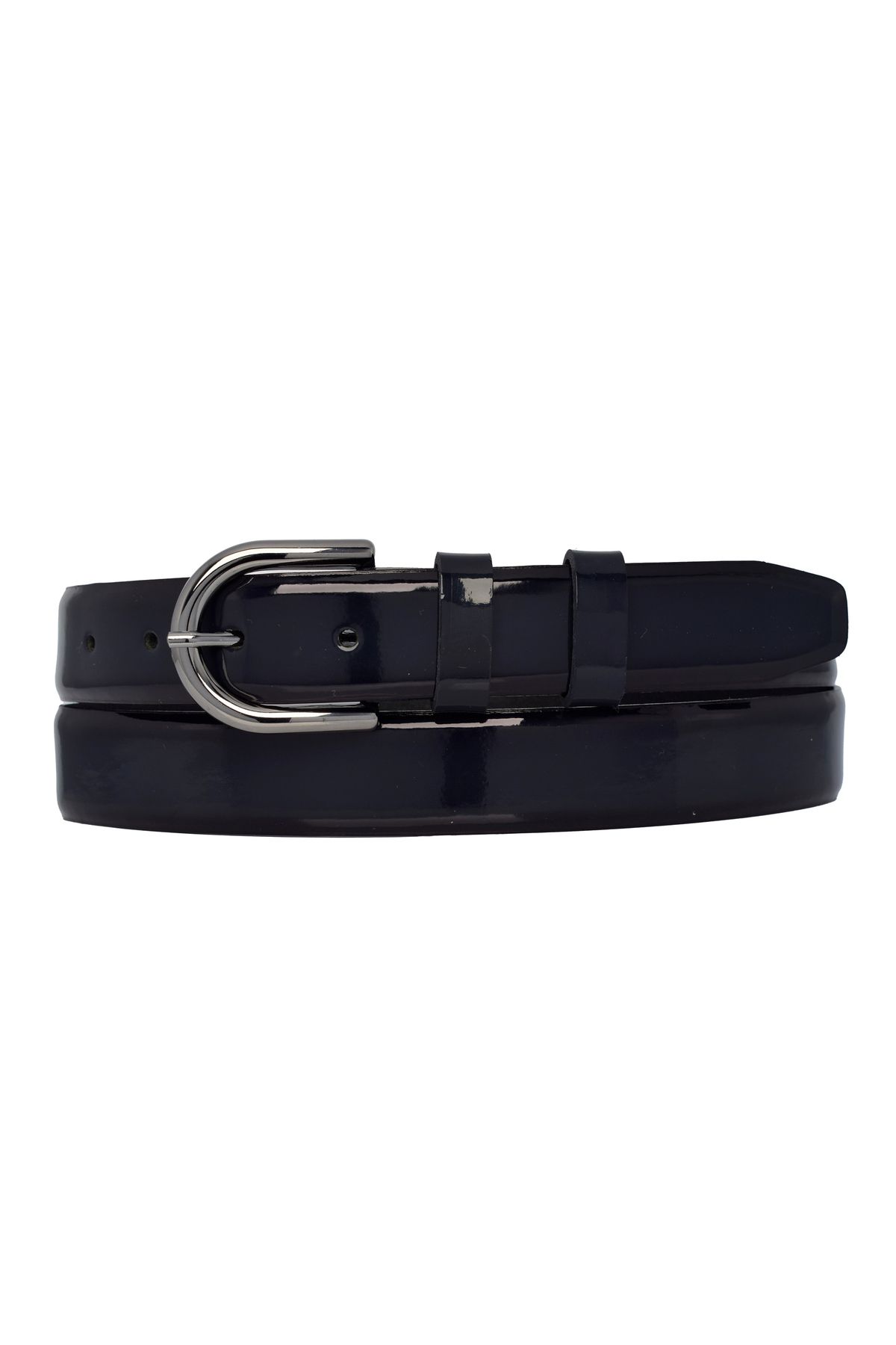 GoDeri-100% Genuine Leather, 3 cm Navy Blue Patent Leather Classic Women's Belt, Business, Fabric, Suit Belt-R21 3