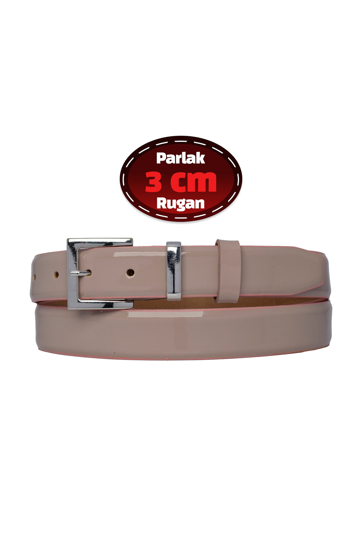 GoDeri-100% Genuine Leather, 3 cm Powder Patent Leather Classic Belt for Women, Business, Business Women, Fabric, Suit Belt-R48 1