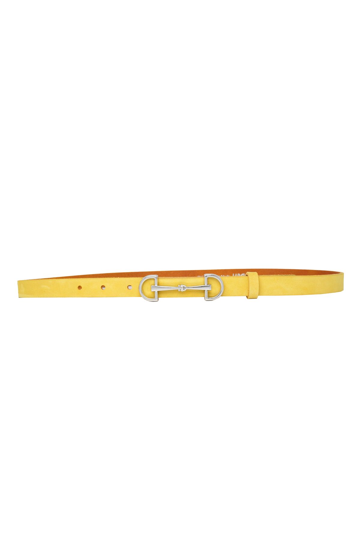 GoDeri-100% piele nubuc moale autentică, centură galbenă nubuck de 2 cm pentru femei; Rochie, Curea Pantaloni D&Silver 5