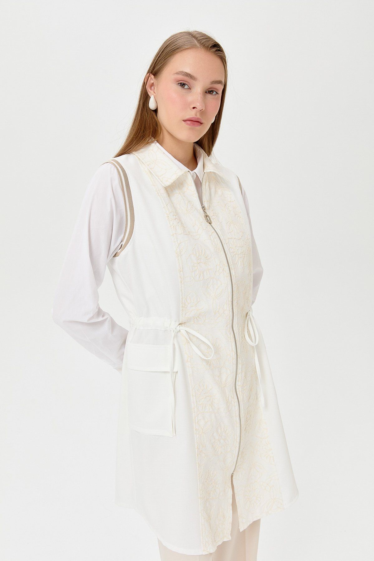 Nihan-Ecru Color Comfortable Vest 4