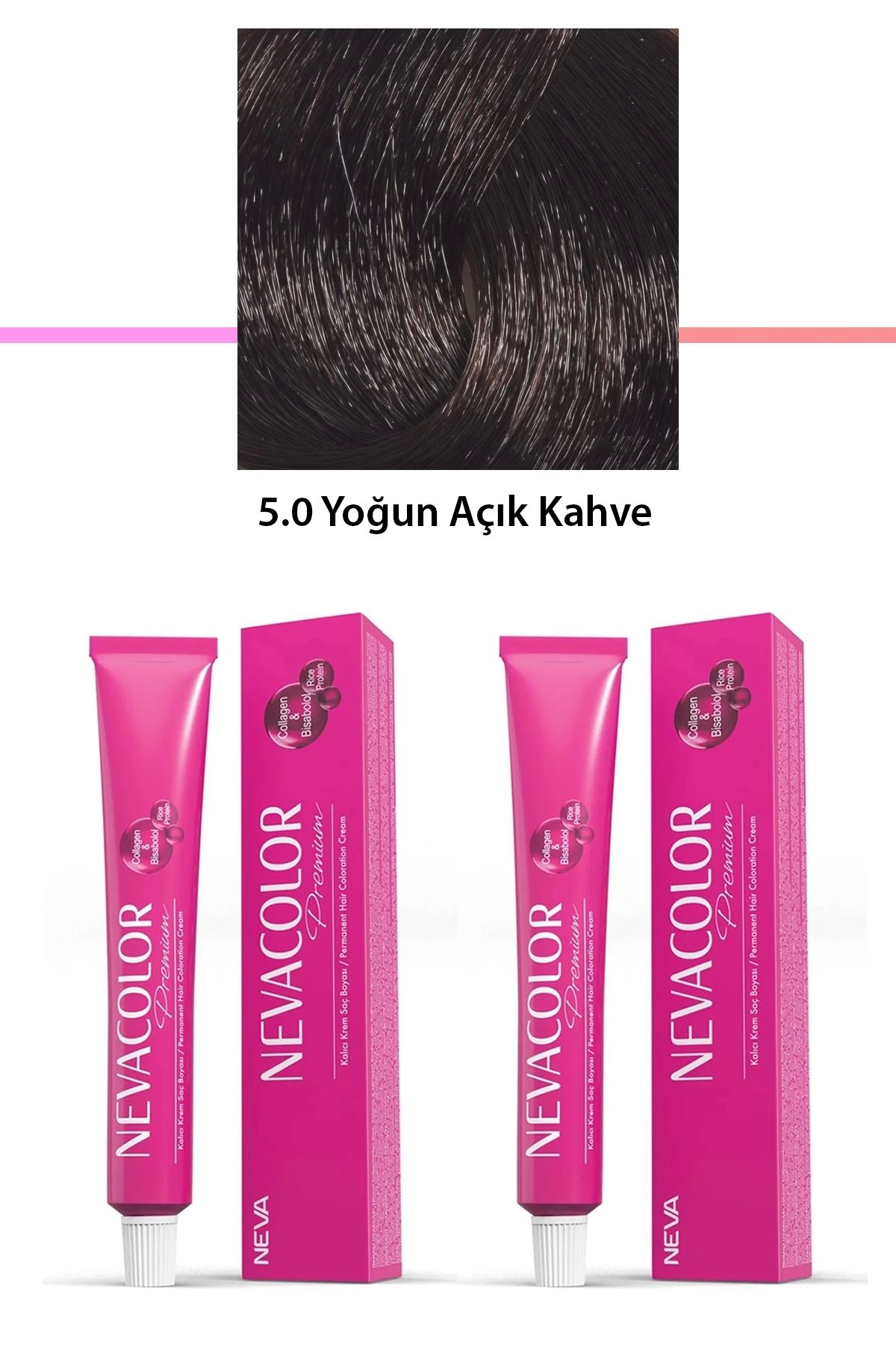 YenisiniAl 2 li Set Premium 5.0 Yoğun Açık Kahve - Kalıcı Krem Saç Boyası 2 X 50 g Tüp