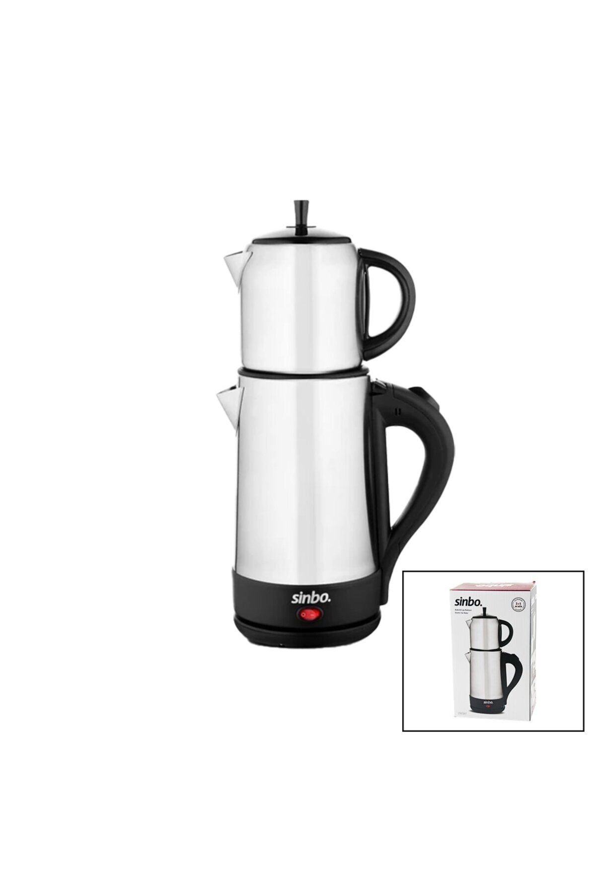 Go İthalat ÇELİK ELEKTRİKLİ ÇAYCI SETİ - ÇAY MAKİNESİ 1.7LT + 0.7LT2IN1 KULLANIM=KETTLE - ÇAYCI STM-5847