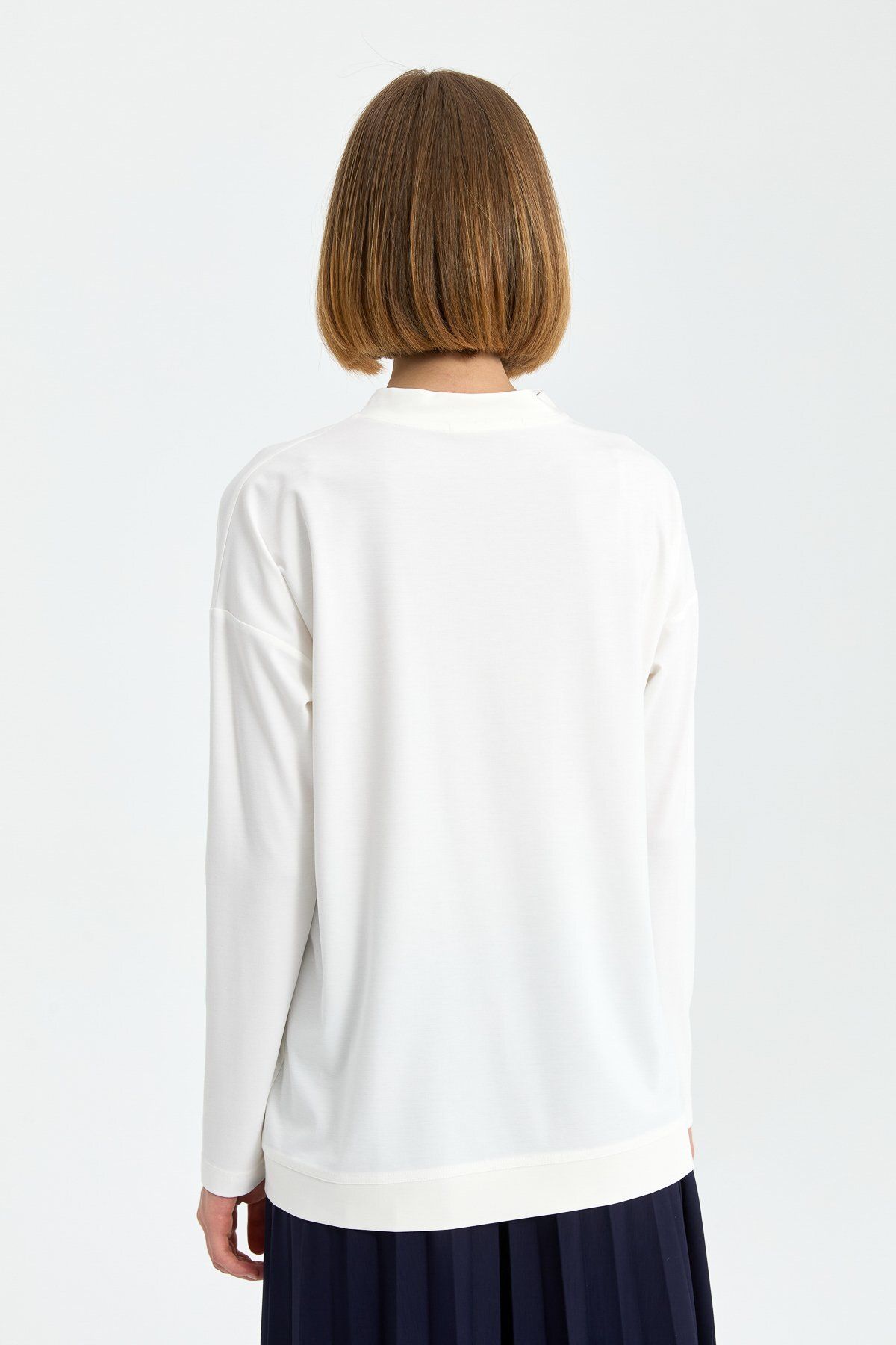 Nihan-Ecru Colored Knitted Basic Blouse 6
