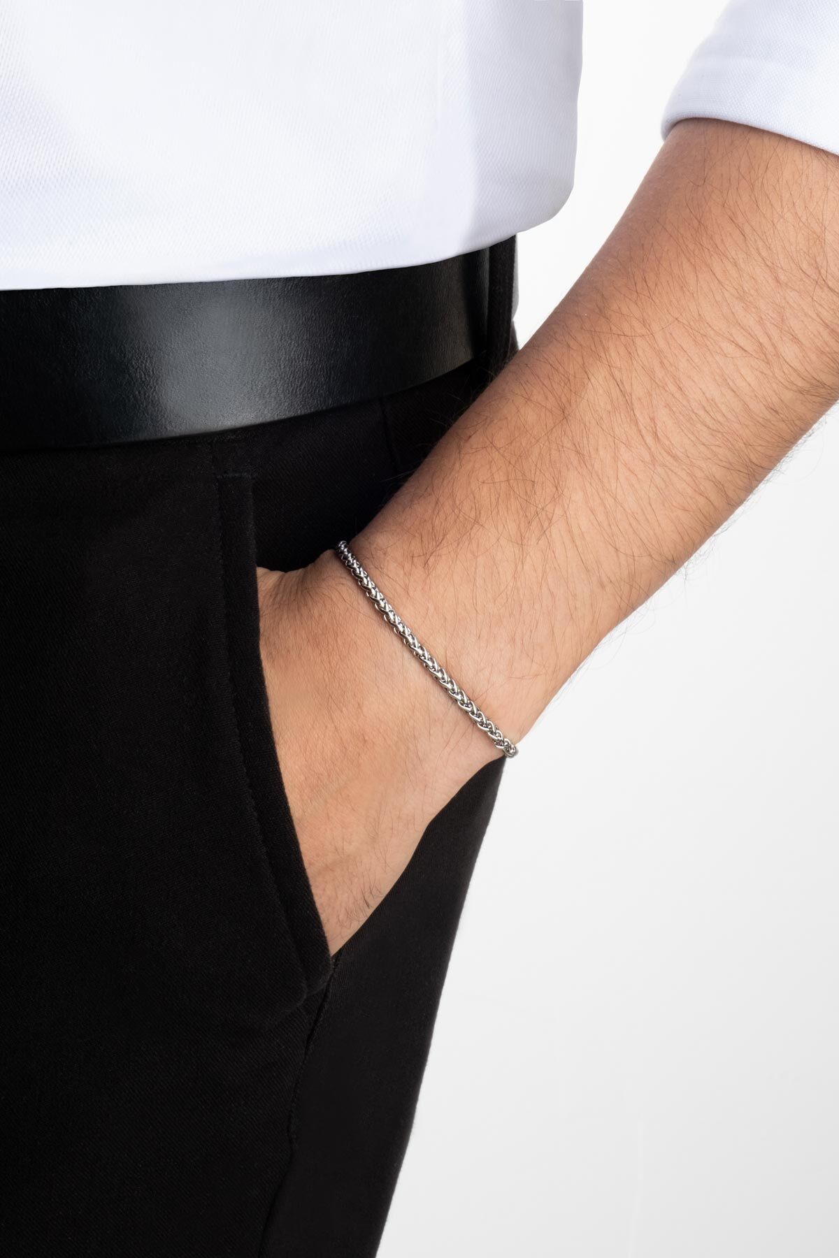 So CHIC... Örgü Model Çelik Erkek Bileklik görsel 3