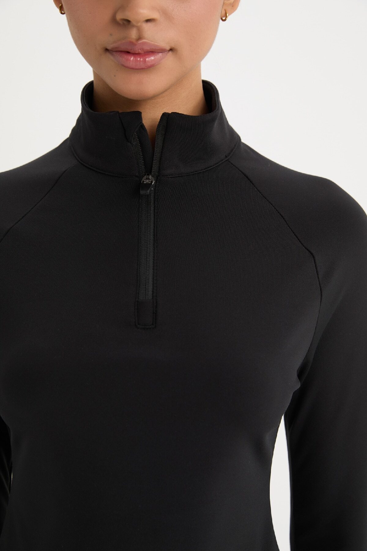 DeFacto Fit Standart Fit Basic Düz Dik Yaka Sporcu Uzun Kollu Siyah Tişört B0811ax25sp görsel 6