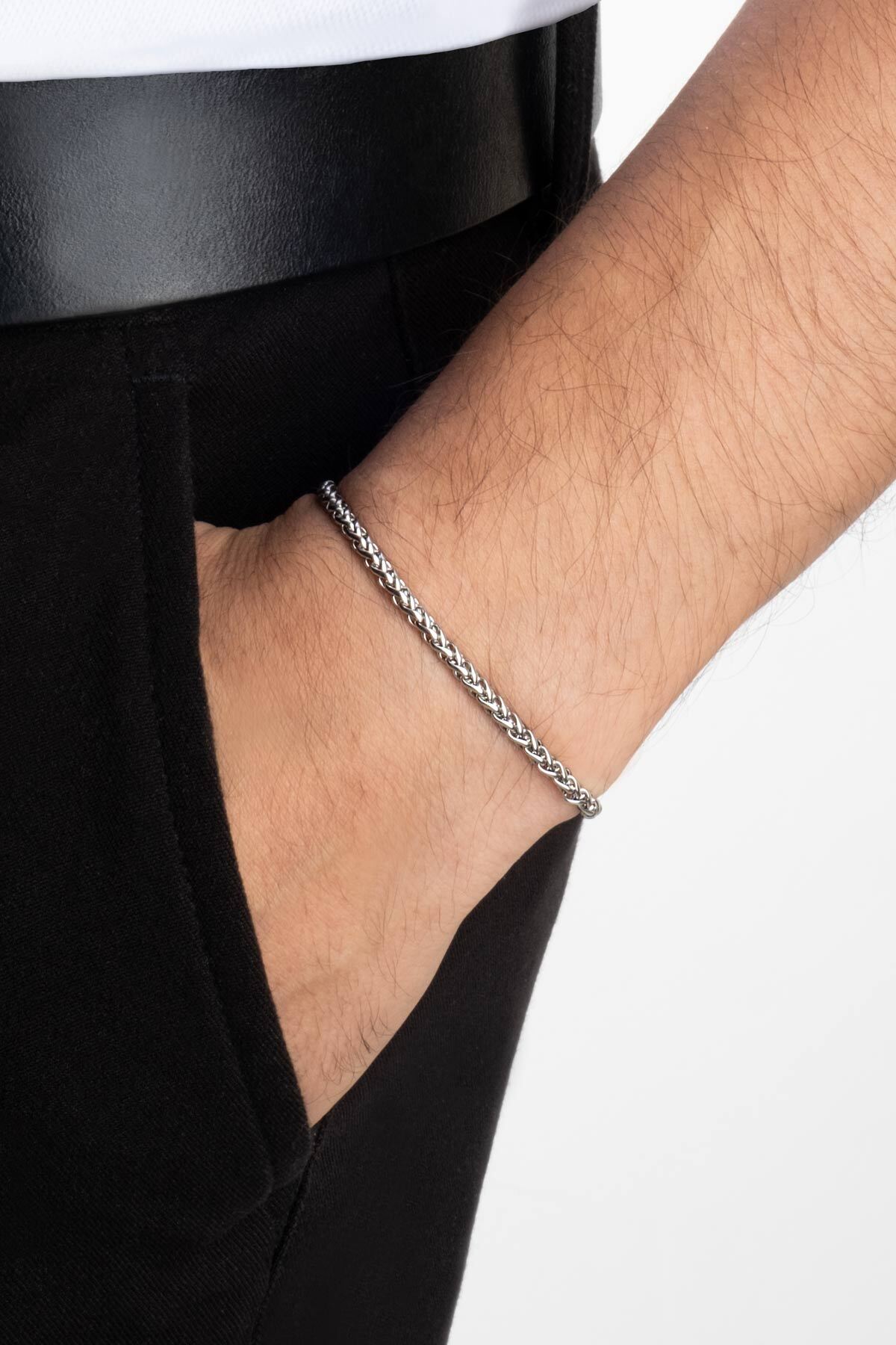 So CHIC... Örgü Model Çelik Erkek Bileklik görsel 4
