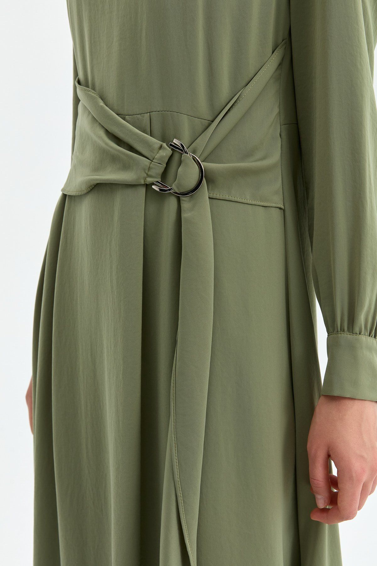 Nihan-Khaki Belt Detailed Dress 6