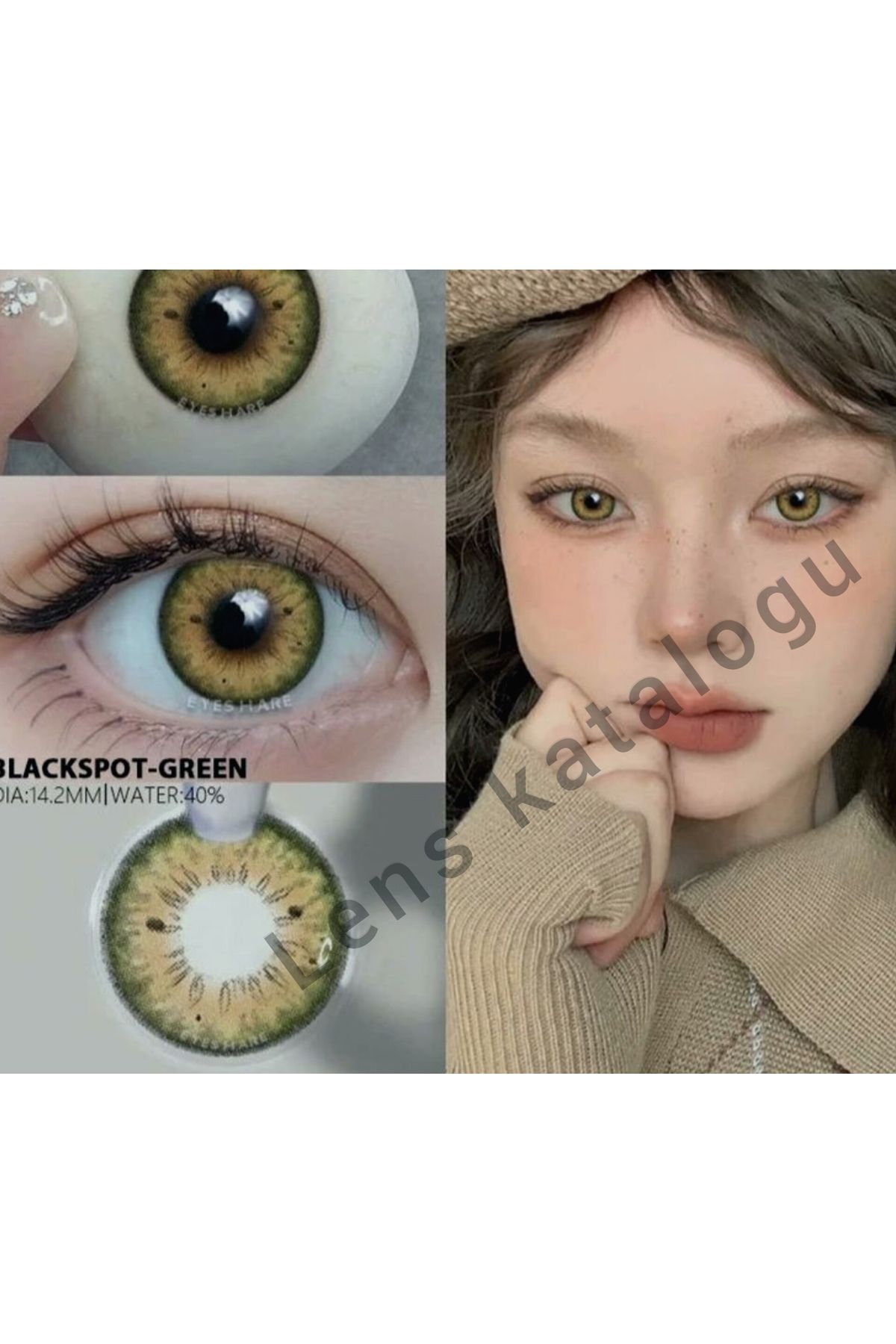 Eyeshop BLACKSPOT GREEN LENS NUMARASIZ HARELİ DOĞAL GÖRÜNÜMLÜ KULANIM SURESİ 12 AY