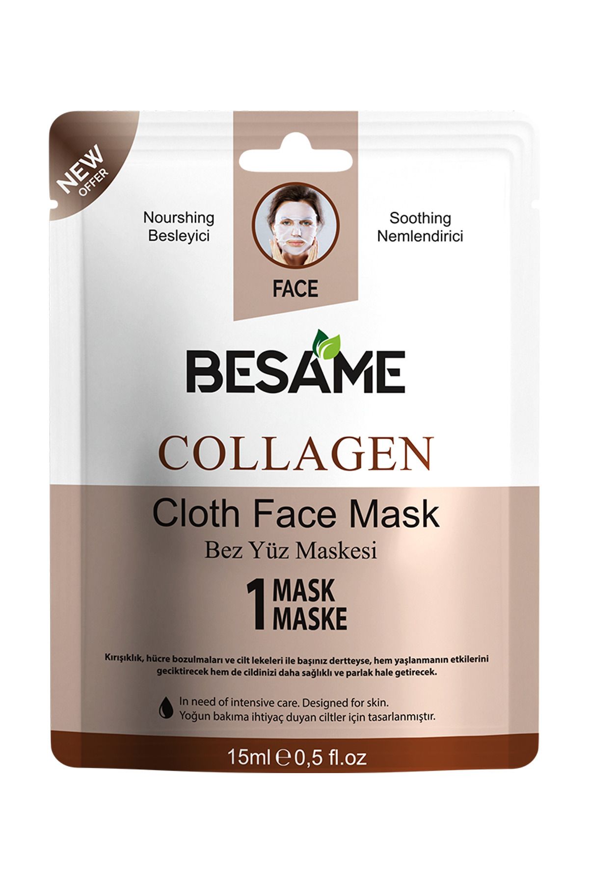 Besame Collagen Provitamin B5 Nem Bombası Kağıt Yüz Maskesi 15 ml