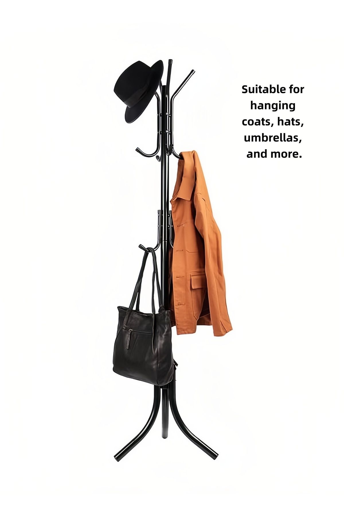 COOYA-Standing Metal Coat Rack Hat Hanger 11 Hook for Jacket,Purse,Scarf Rack,Easy to Assemble,Black 2