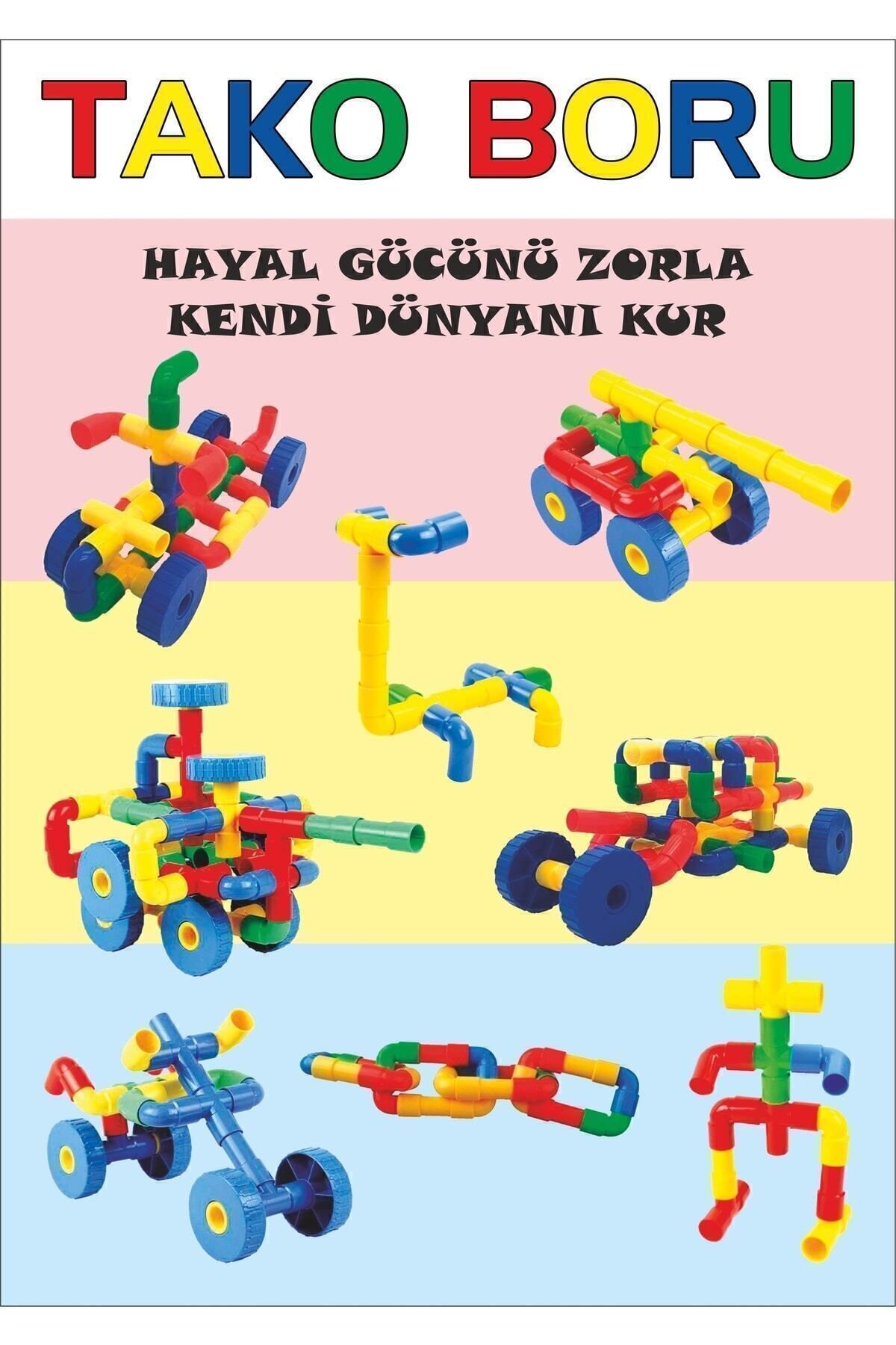 Genel Markalar Ekonomik Poşette Tekerlekli Boru 72 Parça Tako Boru Puzzle Kaydırmalı Puzzle Hediyeli