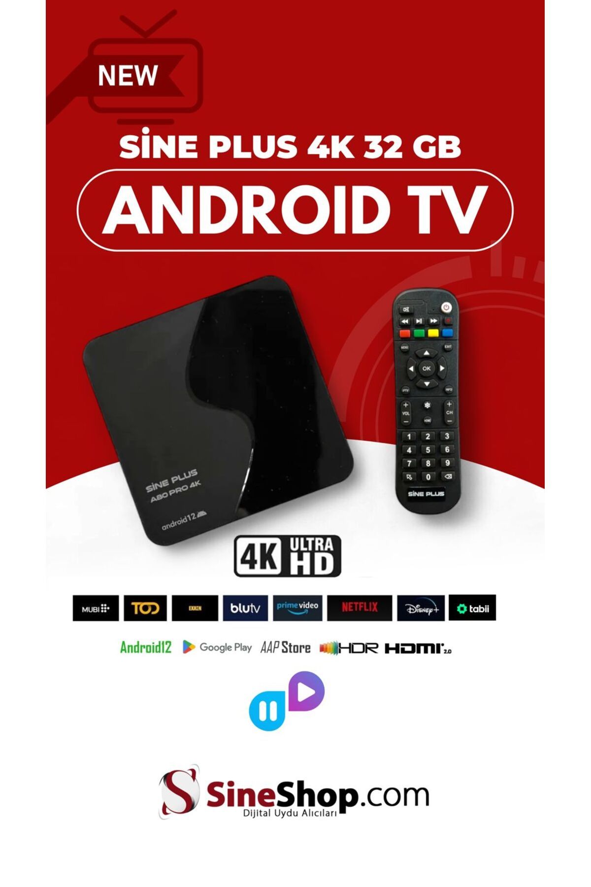 Sine Plus A80 Pro 4k 32gb Hafıza Android 12 Tv Box 4k Uhd Medya Player