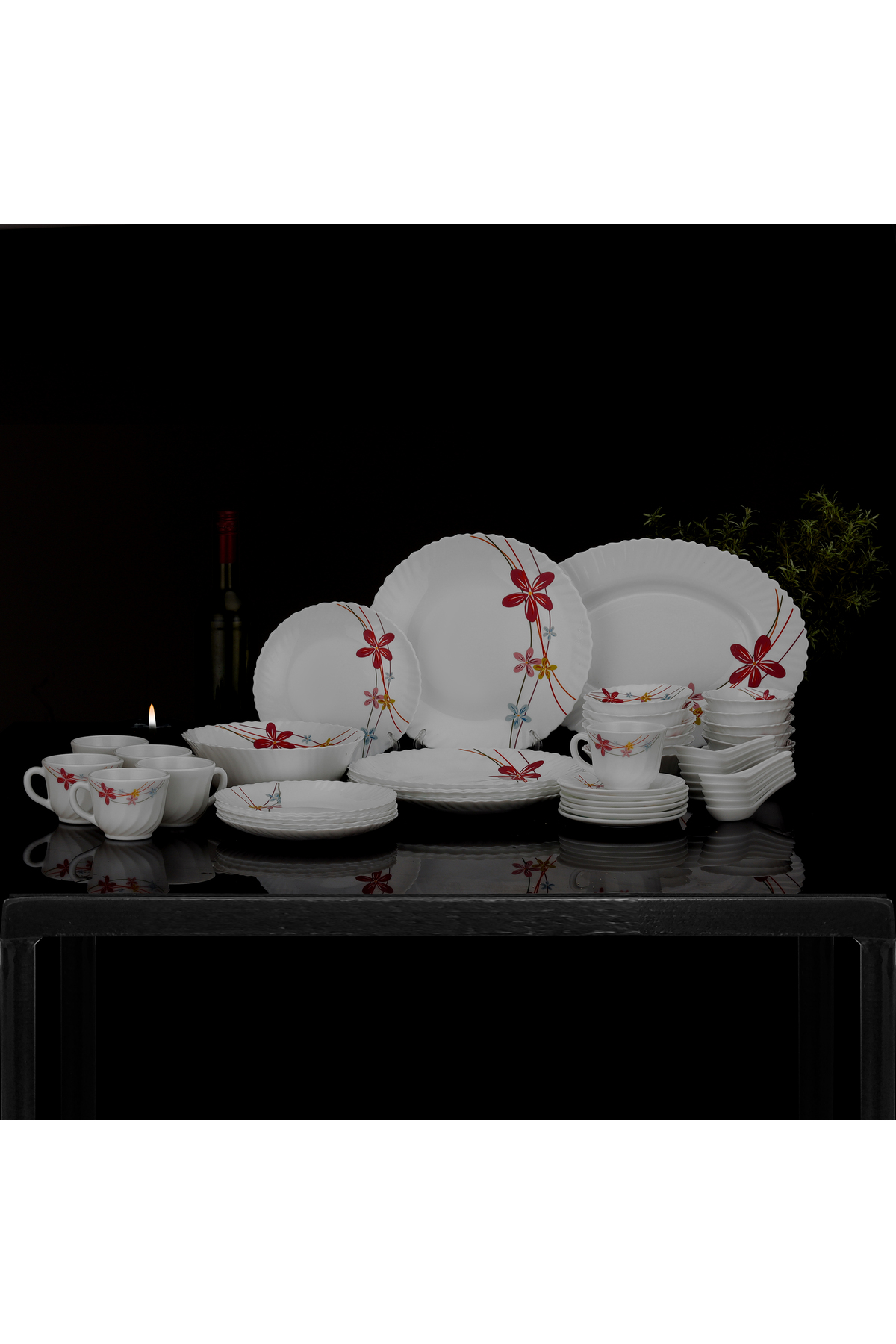 طقم عشاء أوبال وير ميلامين مكوّن من 50 قطعة بتصميم...