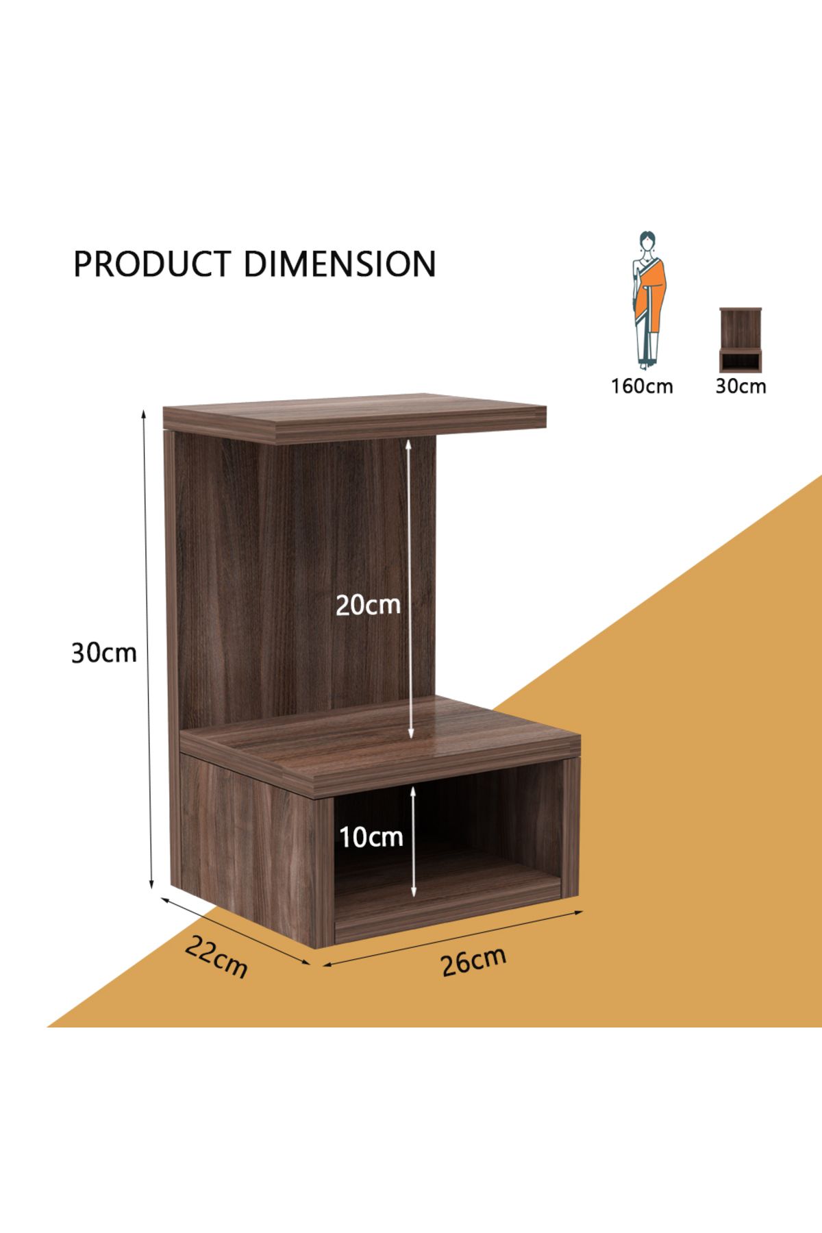 Mahmayi-Wooden Small Mandir, Temple with Single Open Shelf-Truffle Brown Branson Robinia 2