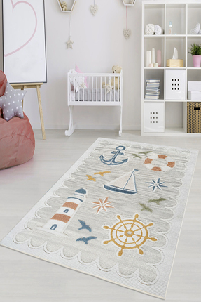 LTS HOME Dijital Kaymaz Yıkanabilir Modern Renkli Çocuk Halısı Mutfak Halısı ...