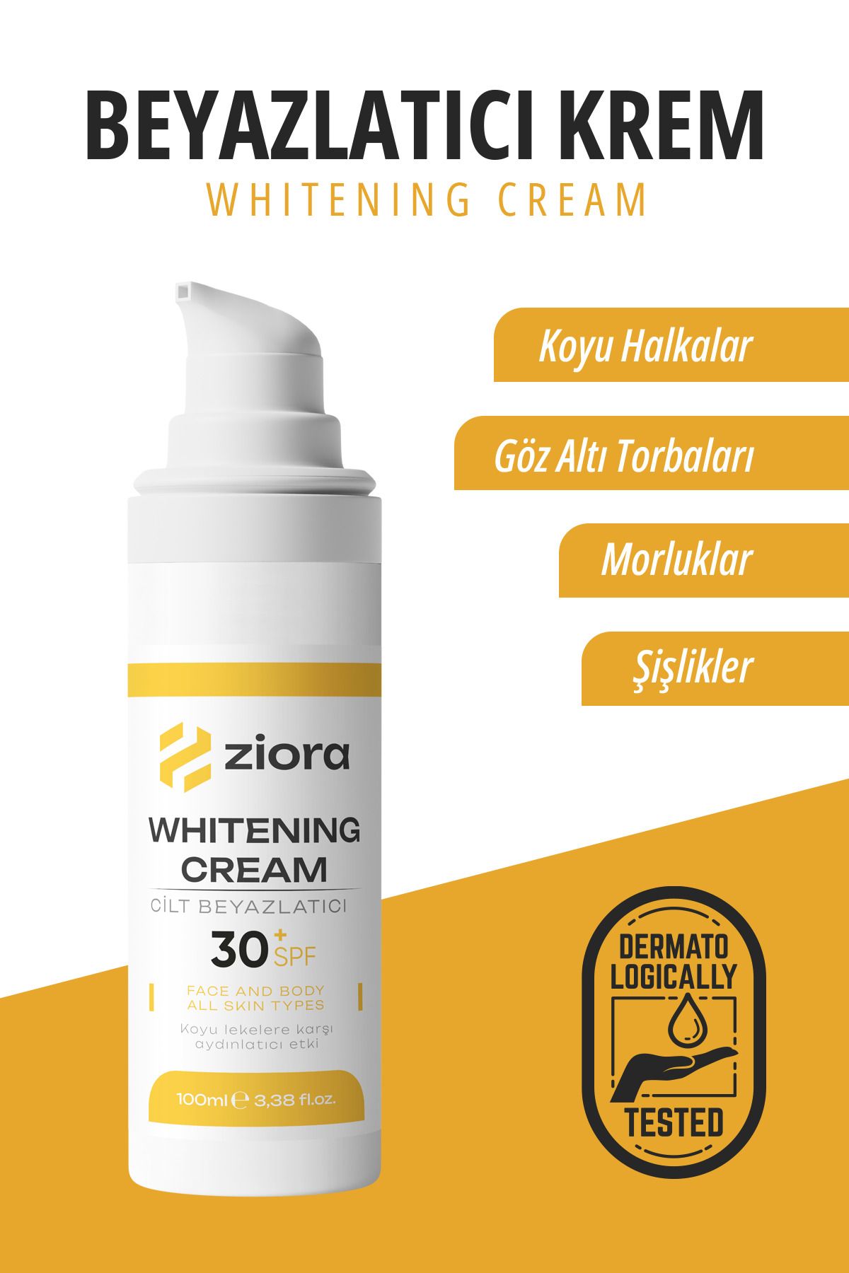 ZİORA Koltuk Altı-diz-dirsek Ve Bikini Bölgesi Cilt Beyazlatıcı Krem 100 ml Skin Whitening Cream