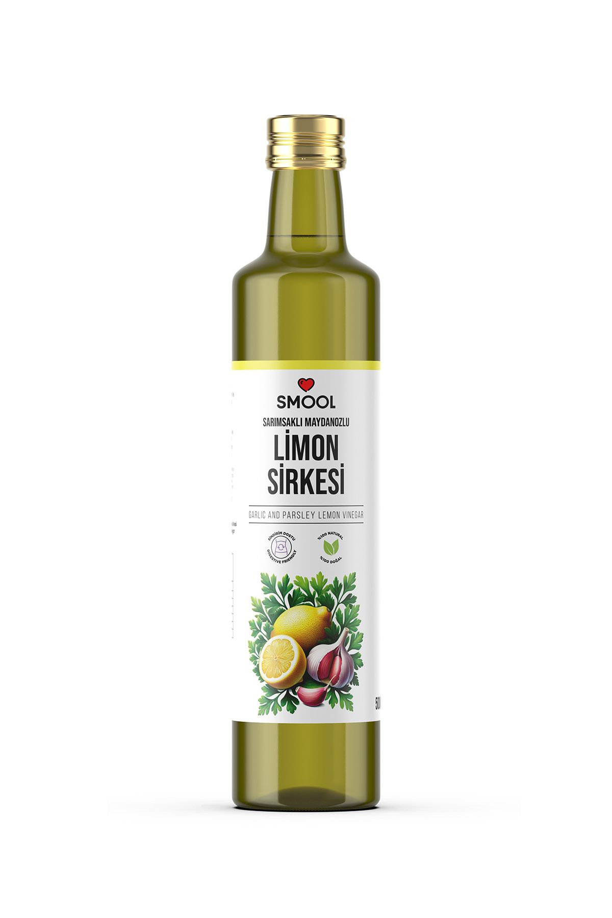 SMOOL Limon Sirkesi Sarımsaklı Maydanozlu Doğal Fermentasyon 500 ML Lemon Vinegar Natural