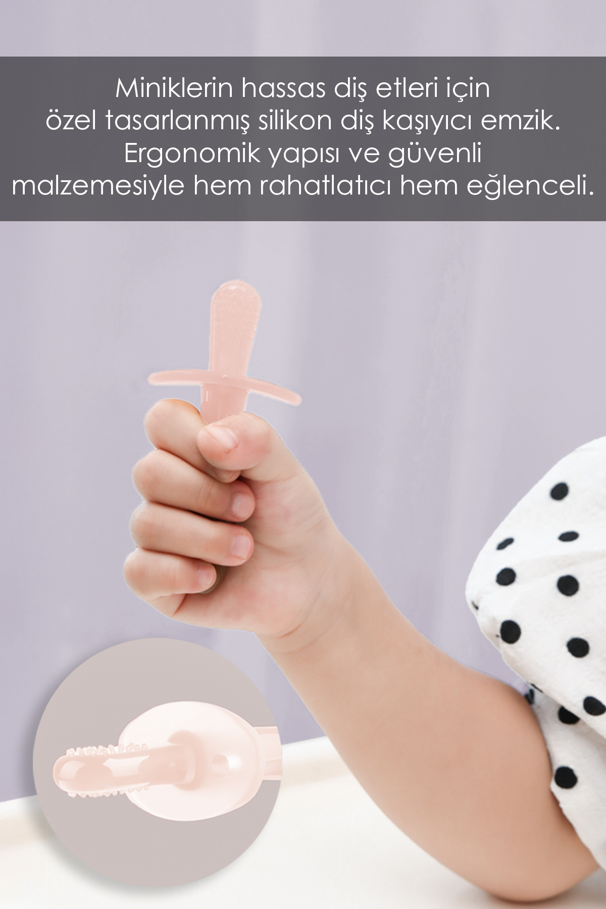 Meleni Baby Bebek Silikon Diş Kaşıyıcı Emzik - Bebek Diş Kaşıma Emziği Silikon Dişlik - Şeffaf Pembe fotoğrafı 4 (önizleme)