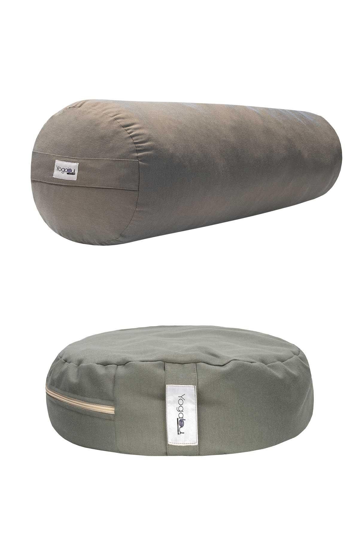 مت یوگا خاکستری پوسته گندم سیاه کوسن و تقویت کننده را پر کرد Yogabu
