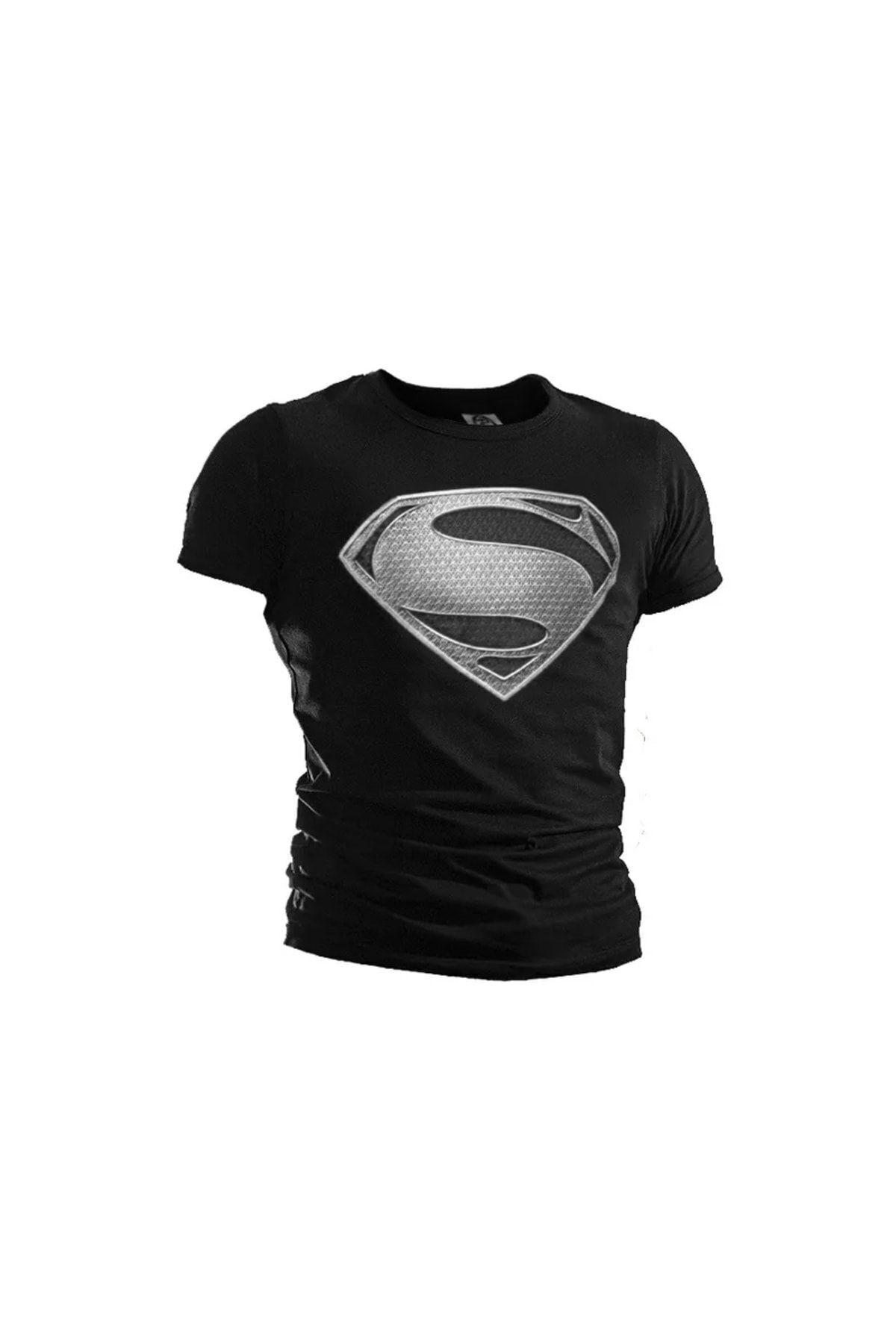 New Shine Supermen Logo Baskılı Lüx Pamuklu Erkek Kadın Unisex Tişört Superman Tshirt Siyah Yeni Sezon