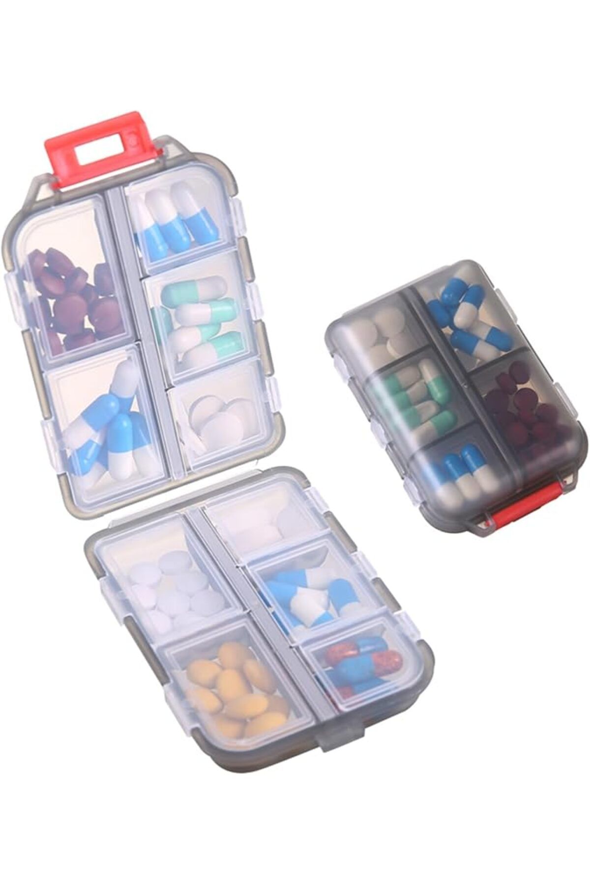 Arabest-10 Compartments Travel Pill Case, Compact and Portable Pill Box, Perfect for On-The-Go Storage 1