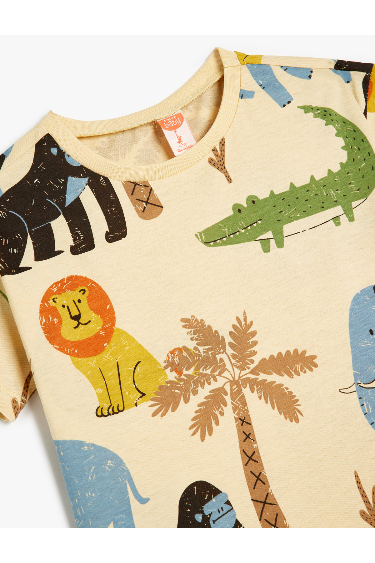 Koton Hayvan Baskılı Pamuklu Bisiklet Yaka Kısa Kollu Pamuklu Tişört fotoğrafı 3 (önizleme)