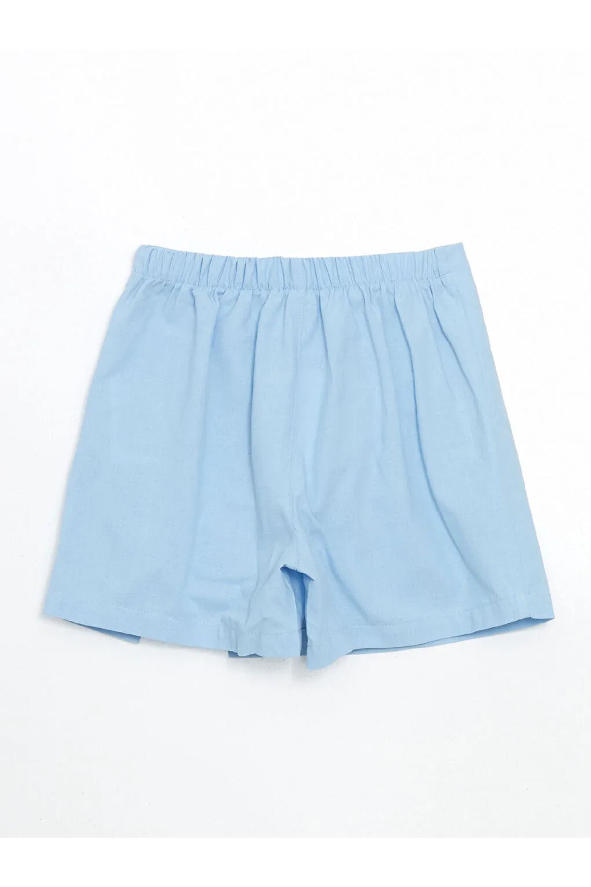 LC Waikiki-Lcw Kids Blue Elastic Waist Linen Blended Girls' Shorts Skirt 2