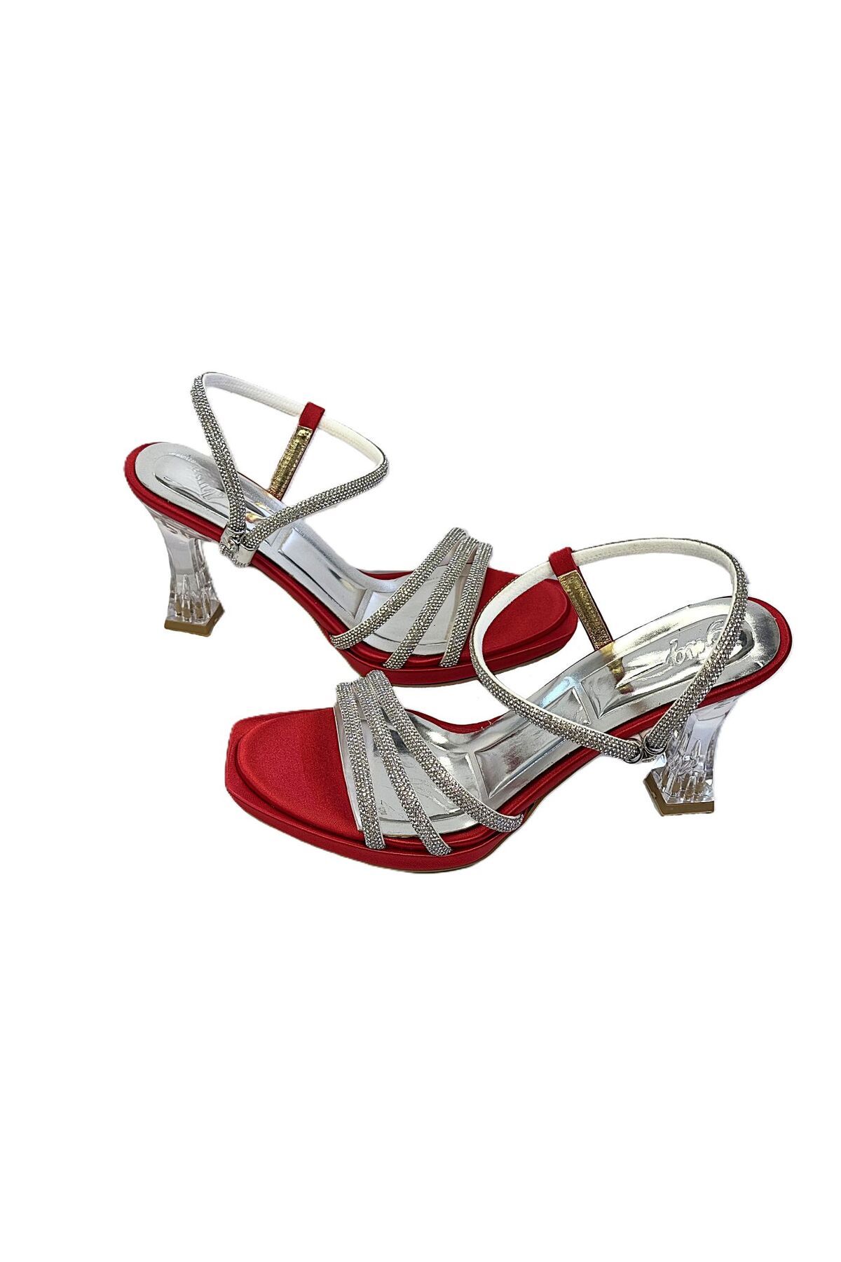 KAFKASLAR AYAKKABI Kafkaslar Pantofi De Rochie De Seară Cu 3 Dunuri De Piatră De Tacul De Calice Transparent Femeie - 39