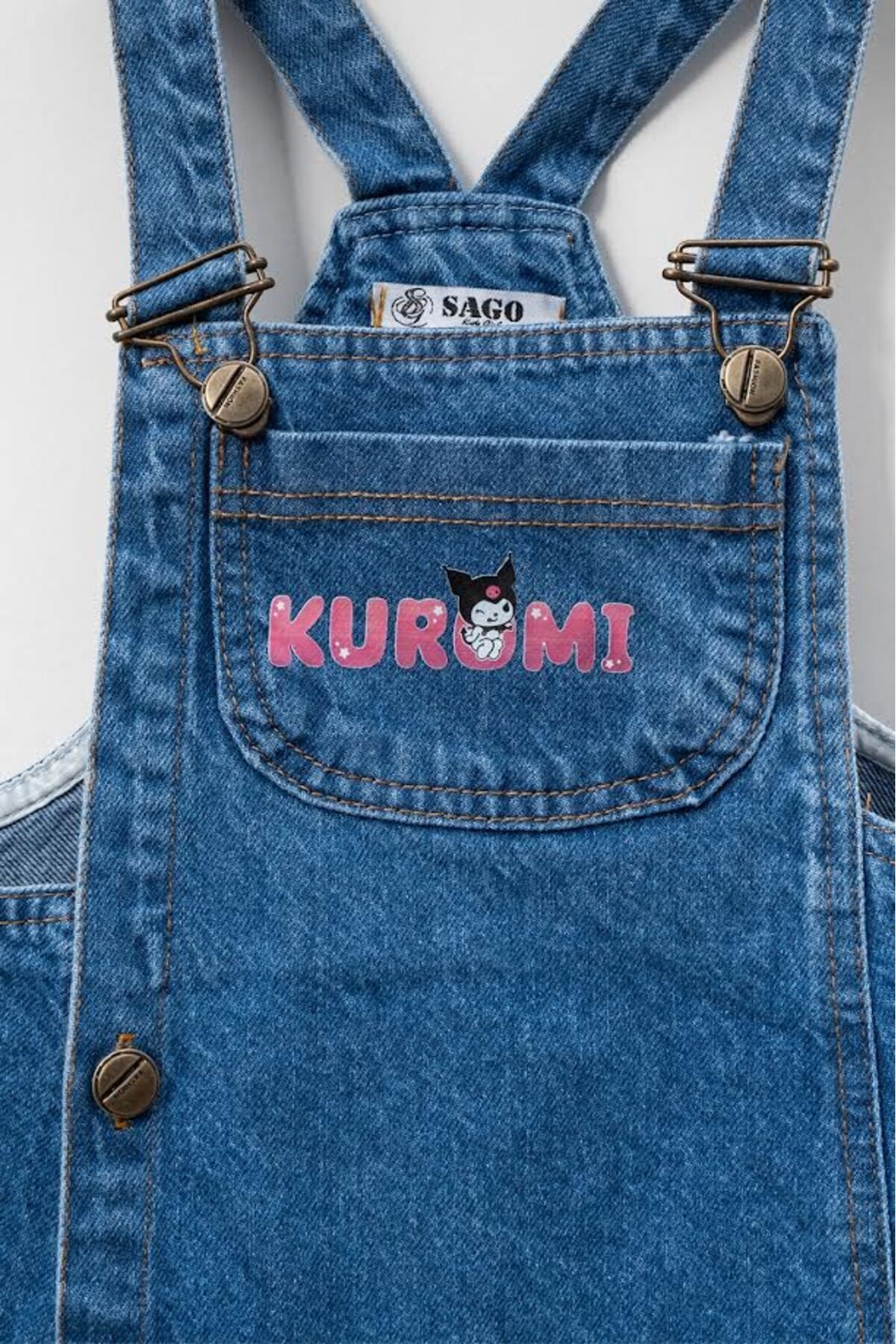 Aymini kids-Kuromi̇ Crown Detailed - Digital Printed Denim Gilet 4