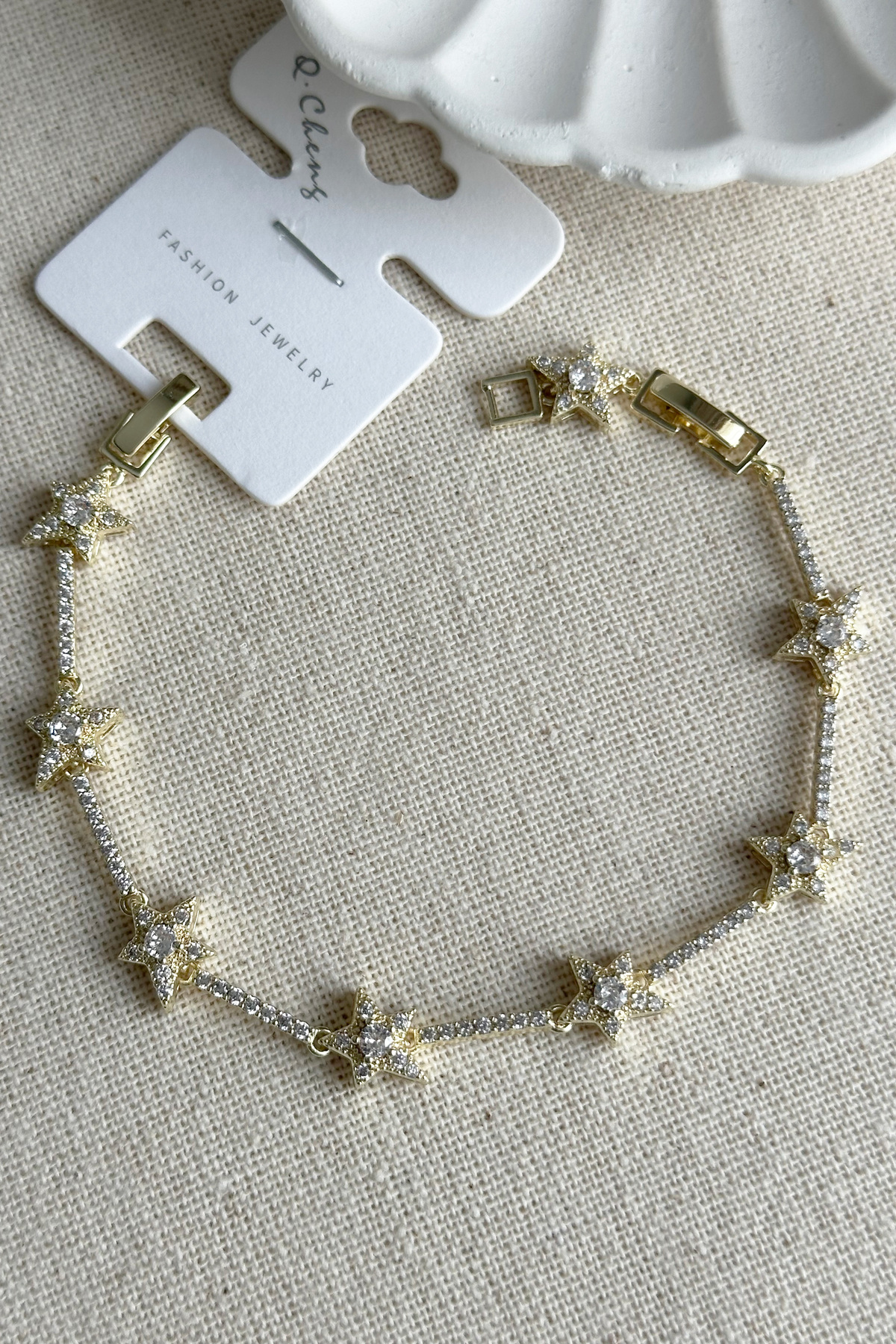 MODA Caprea Q.Cheng 14 K. 17+2 cm Taşlı Yıldız Bileklik Kadın Altın Renkli Karamaz Bileklik görsel 2