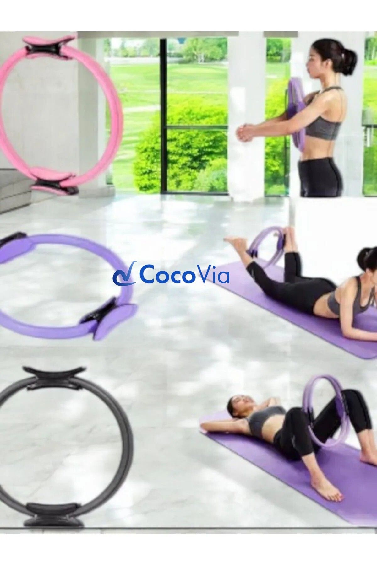 CocoVia 38 Cm Pilates Çemberi,Plates Halkası Spor Egzersiz Aleti Özel Tutmalı Model