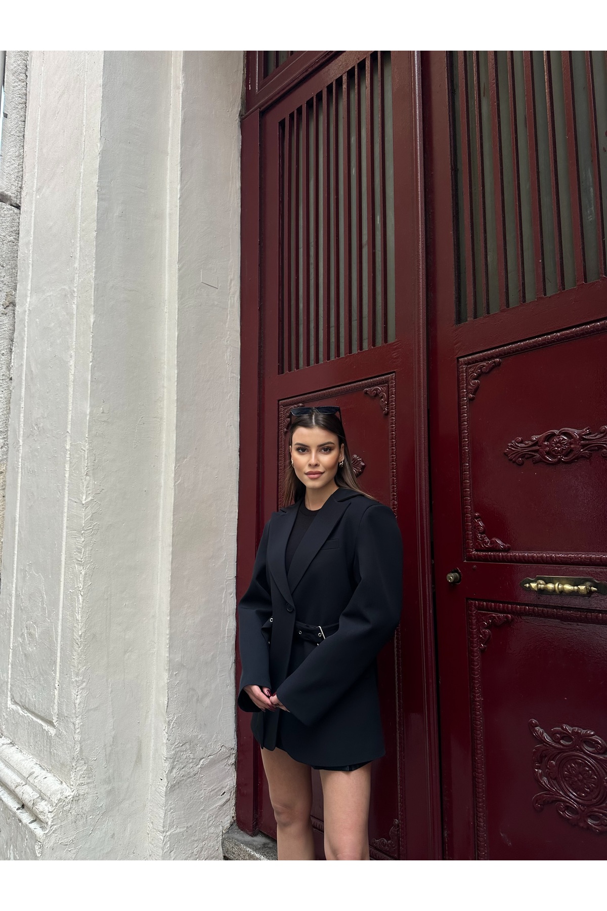 VESS MODA  Kadın Yeni Sezon Kemer Detaylı Blazer Ceket - Görsel 8