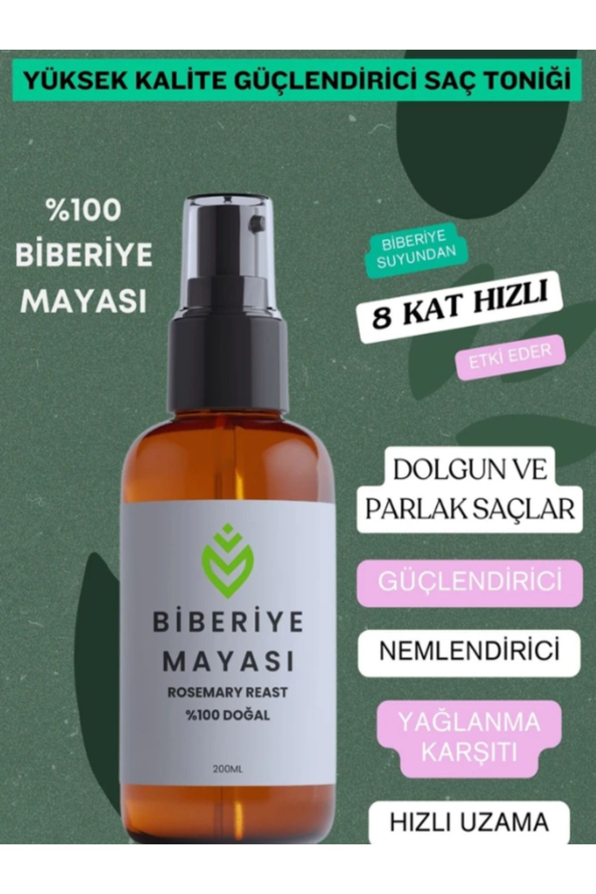 DEZİ 200 ml Biberiye Mayası Suyu Yağı Yüksek Kalite Güçlendirici Saç Toniği