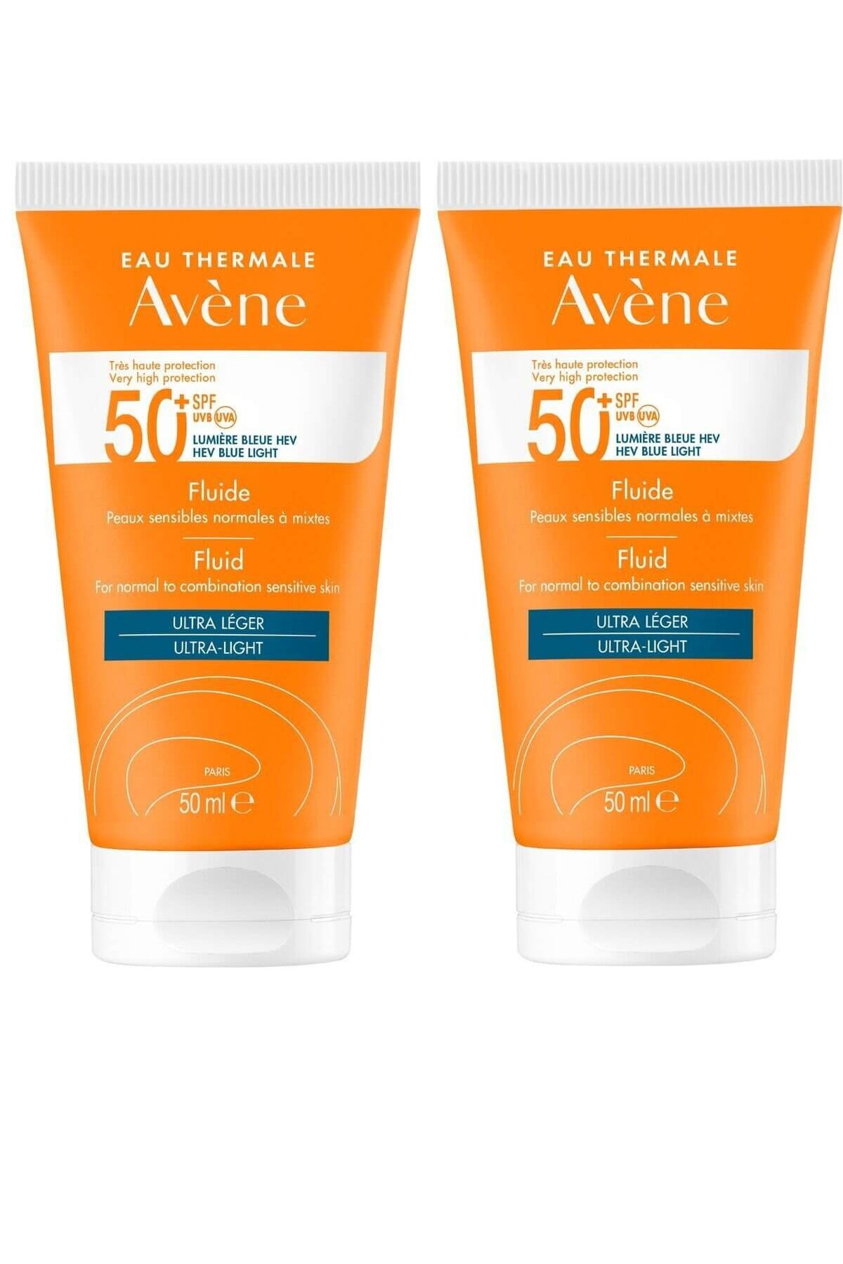 Avene Fluide SPF 50+ Normal/ Karma Ciltler için Güneş Koruyucu 50 ml 2'Lİ