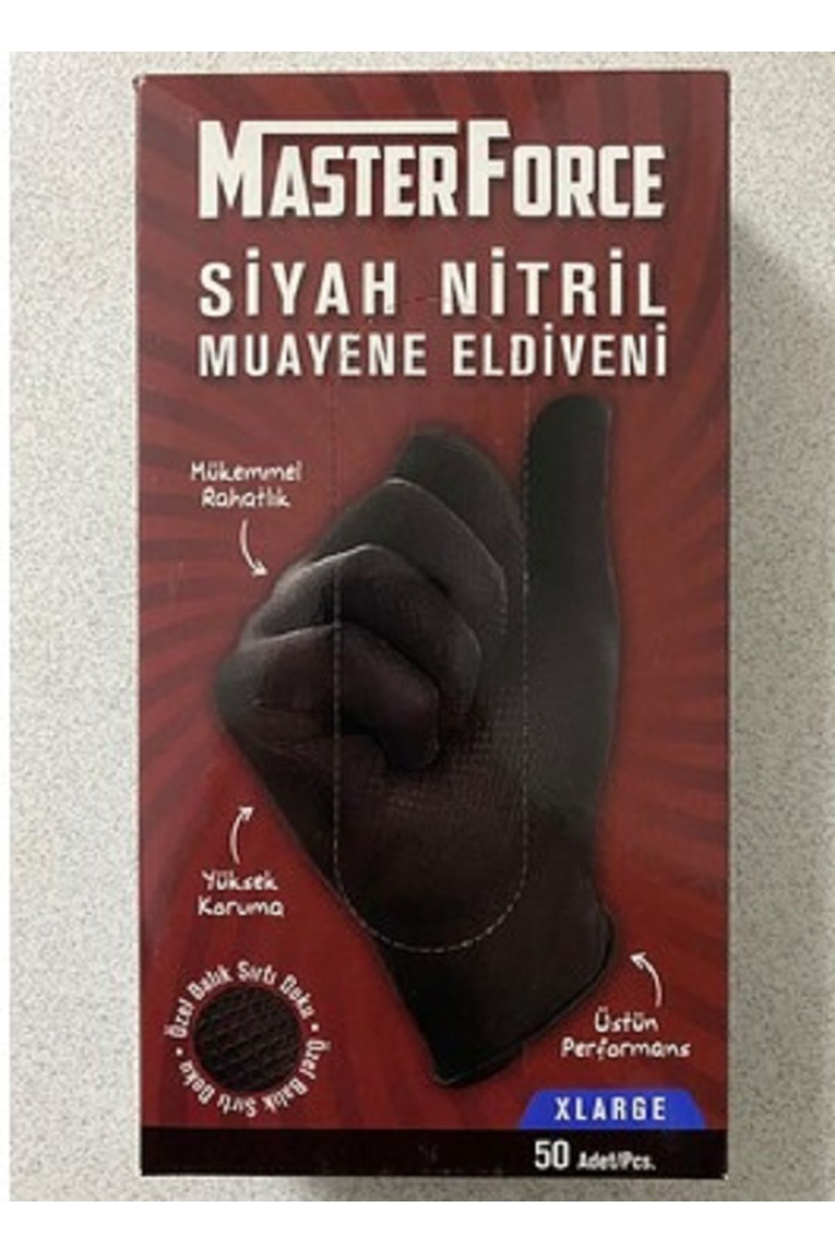 MasterForce Siyah Nitril Muayene Çalışma Eldiveni 50 Adet (XLarge)