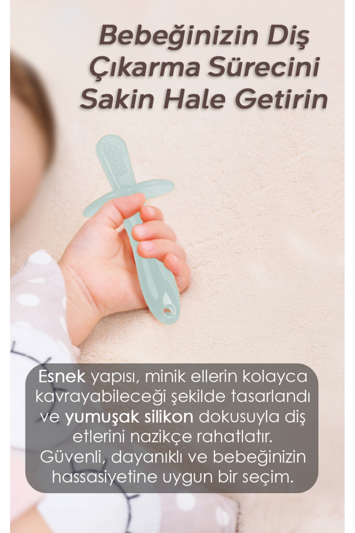Meleni Baby Bebek Silikon Diş Kaşıyıcı Emzik - Bebek Diş Kaşıma Emziği Silikon Dişlik - Şeffaf Yeşil fotoğrafı 3 (önizleme)