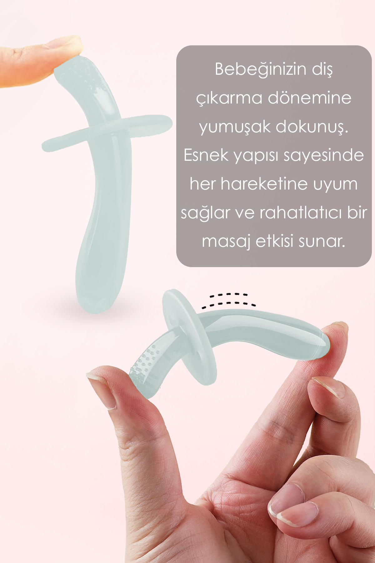 Meleni Baby Bebek Silikon Diş Kaşıyıcı Emzik - Bebek Diş Kaşıma Emziği Silikon Dişlik - Şeffaf Yeşil fotoğrafı 2 (önizleme)