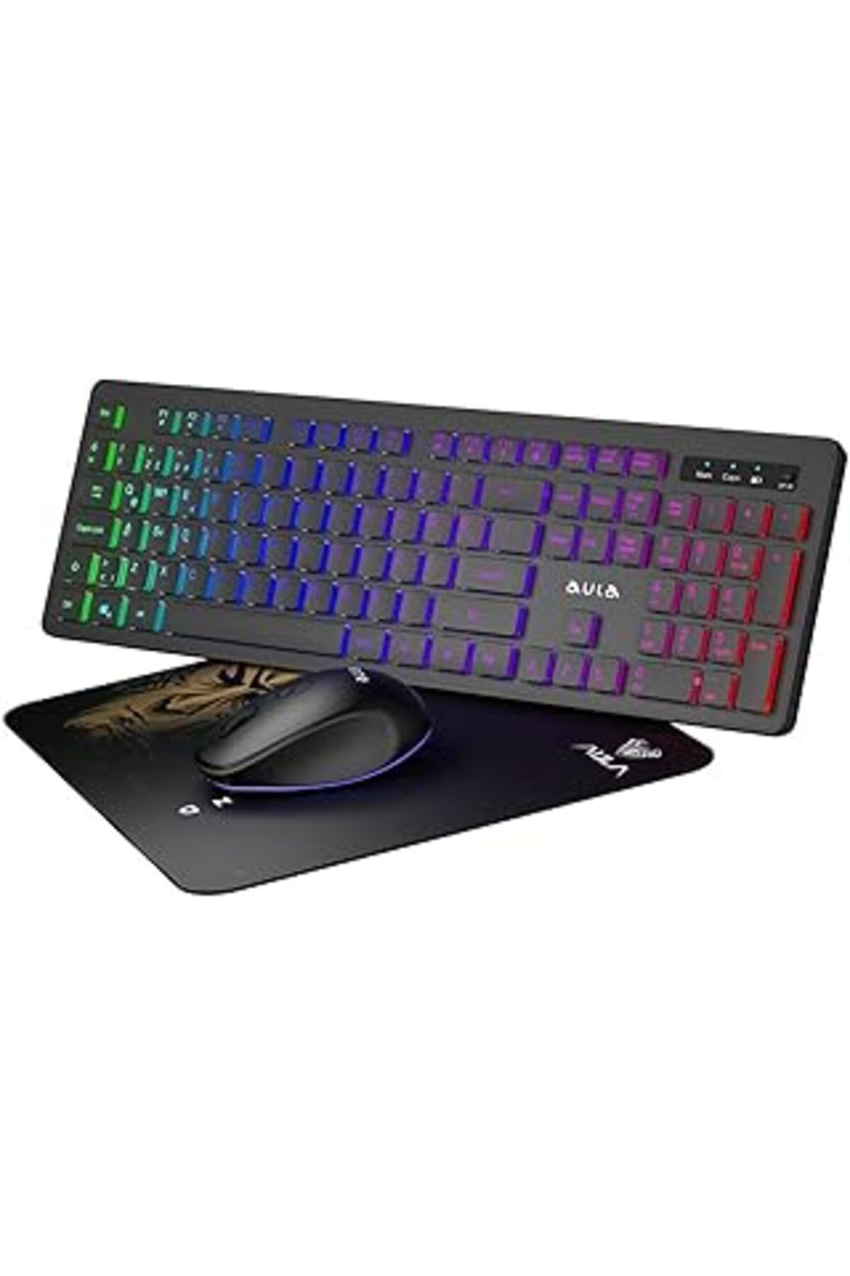 Aula Ac208 Rainbow 2.4ghz Kablosuz Şarjlı Türkçe Q Klavye / Mouse Ve Mousepad Seti