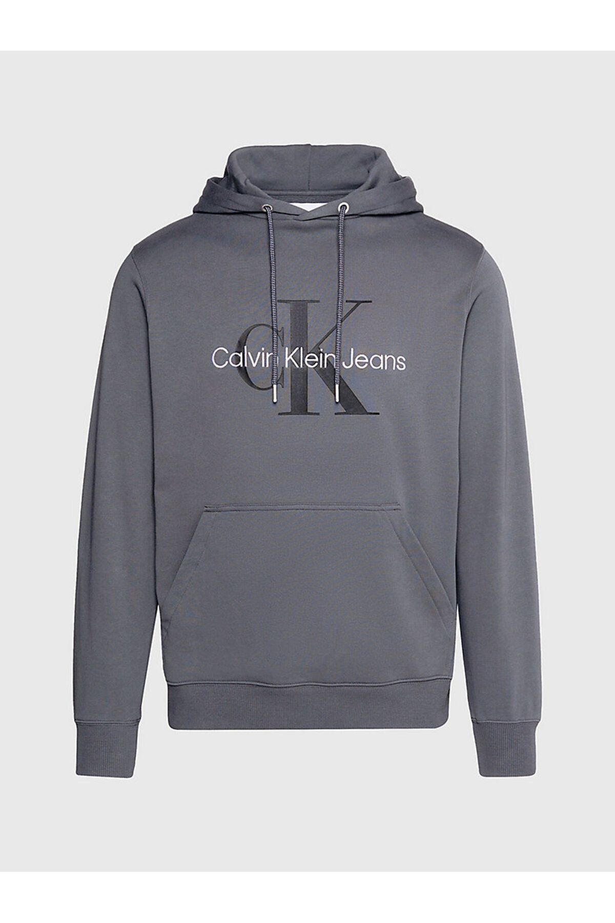 سویشرت خاکستری مردانه کاپوت معمولی مونولوگ فصلی اورجینال Calvin Klein