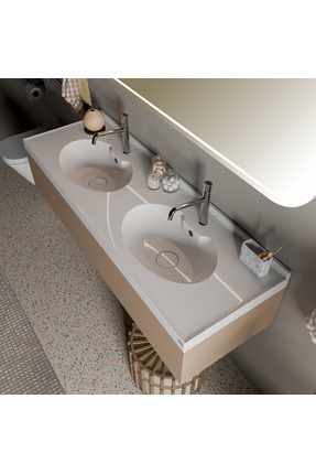 Livabo Marin DD-50150 | Premium Çift Lavabolu Akrilik Etajerli Lavabo 150 cm