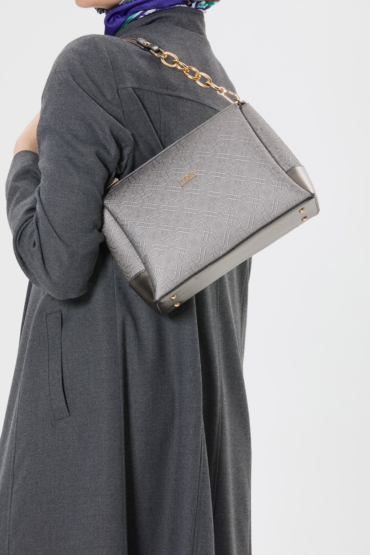 Setrms-Stylish Shoulder Bag with Anthracite Chain Strap Hand and Leather Strap 25161925 2