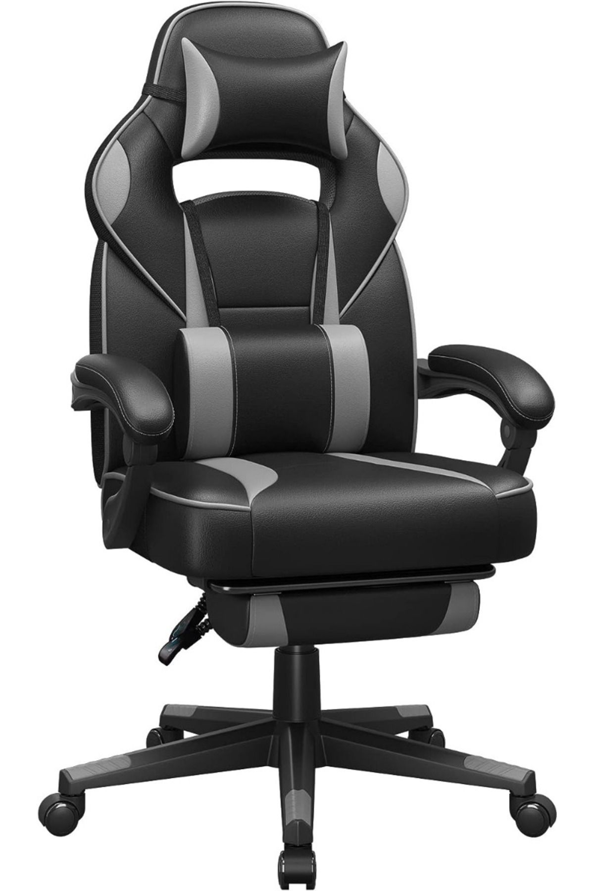 Mahmayi-Songmics Black And Grey Stylish Gaming Chairs For Playstation, Office, Gaming Station, Home 1