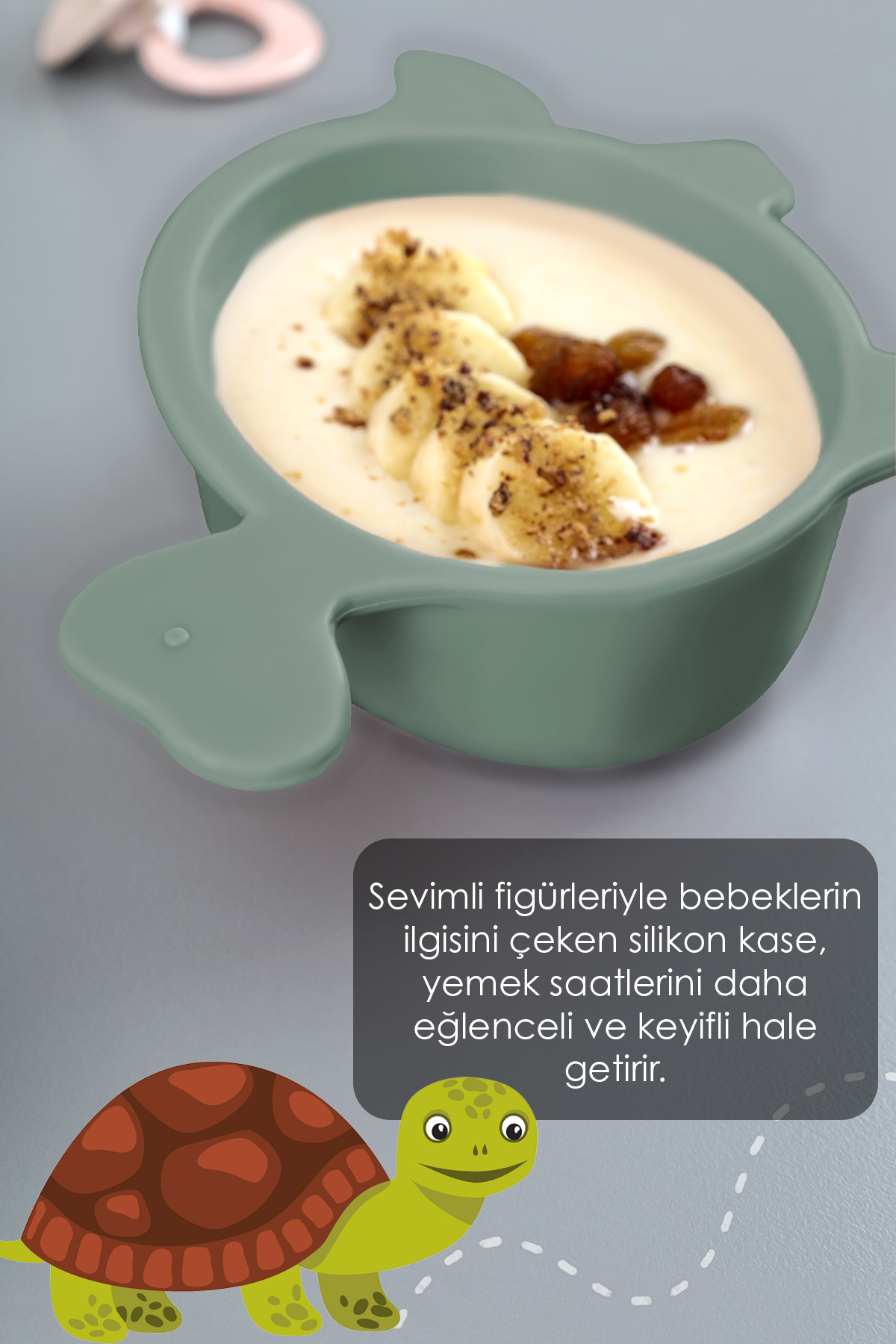 Meleni Baby 3'lü Hayvan Figürlü Silikon Bebek Mama Kasesi Seti - Şekilli Bebek Beslenme Kasesi Yeşil fotoğrafı 3 (önizleme)