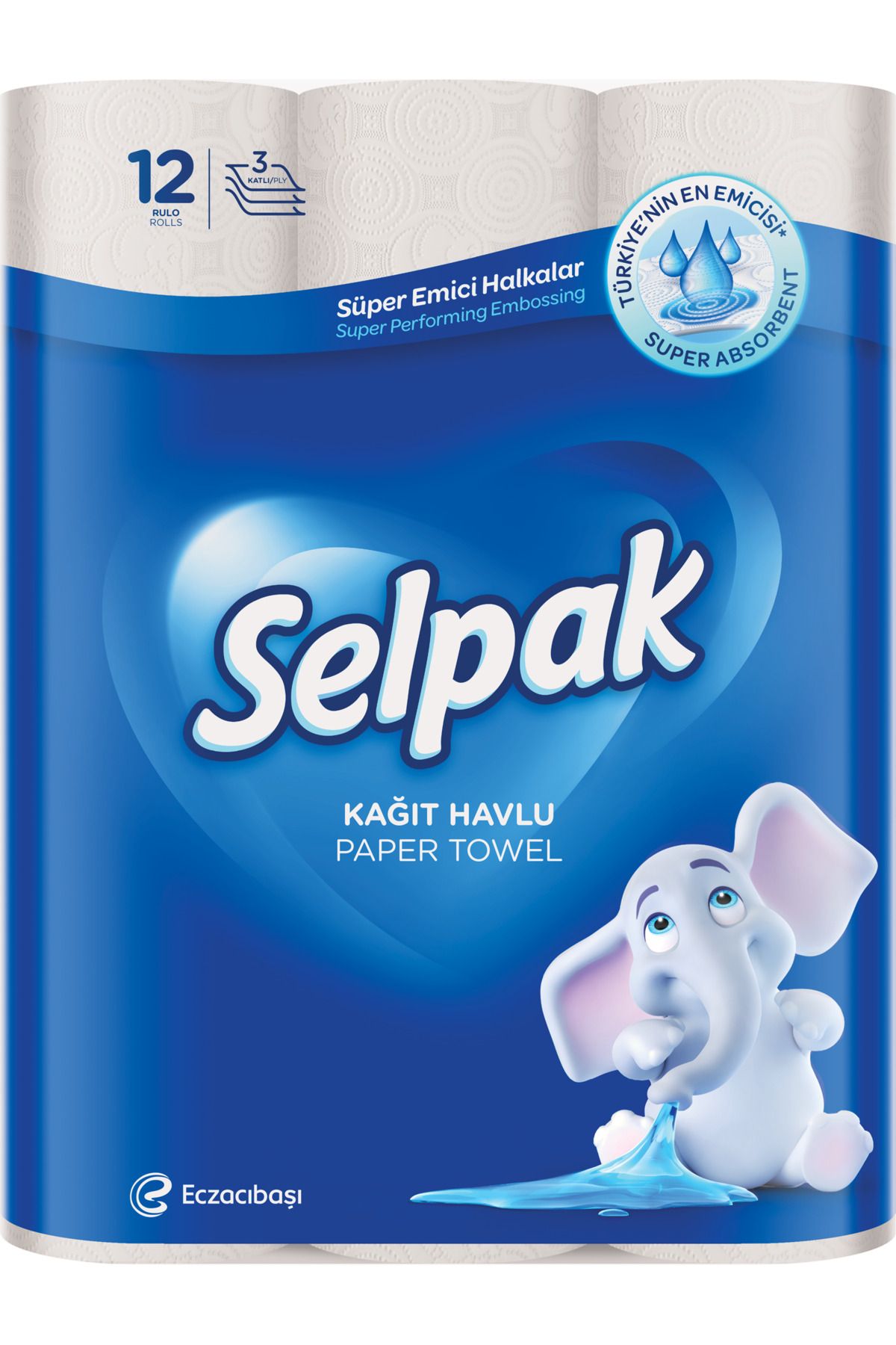Selpak-Super Absorbent Kitchen Paper Towel - 3 Ply - 12 Rolls 1
