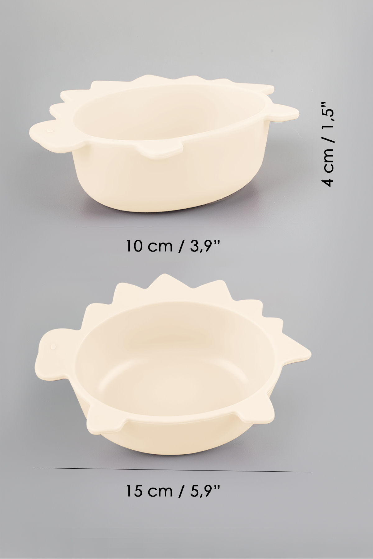 Meleni Baby 3'lü Hayvan Figürlü Silikon Bebek Mama Kasesi Seti - Şekilli Bebek Beslenme Kasesi Bej fotoğrafı 6 (önizleme)